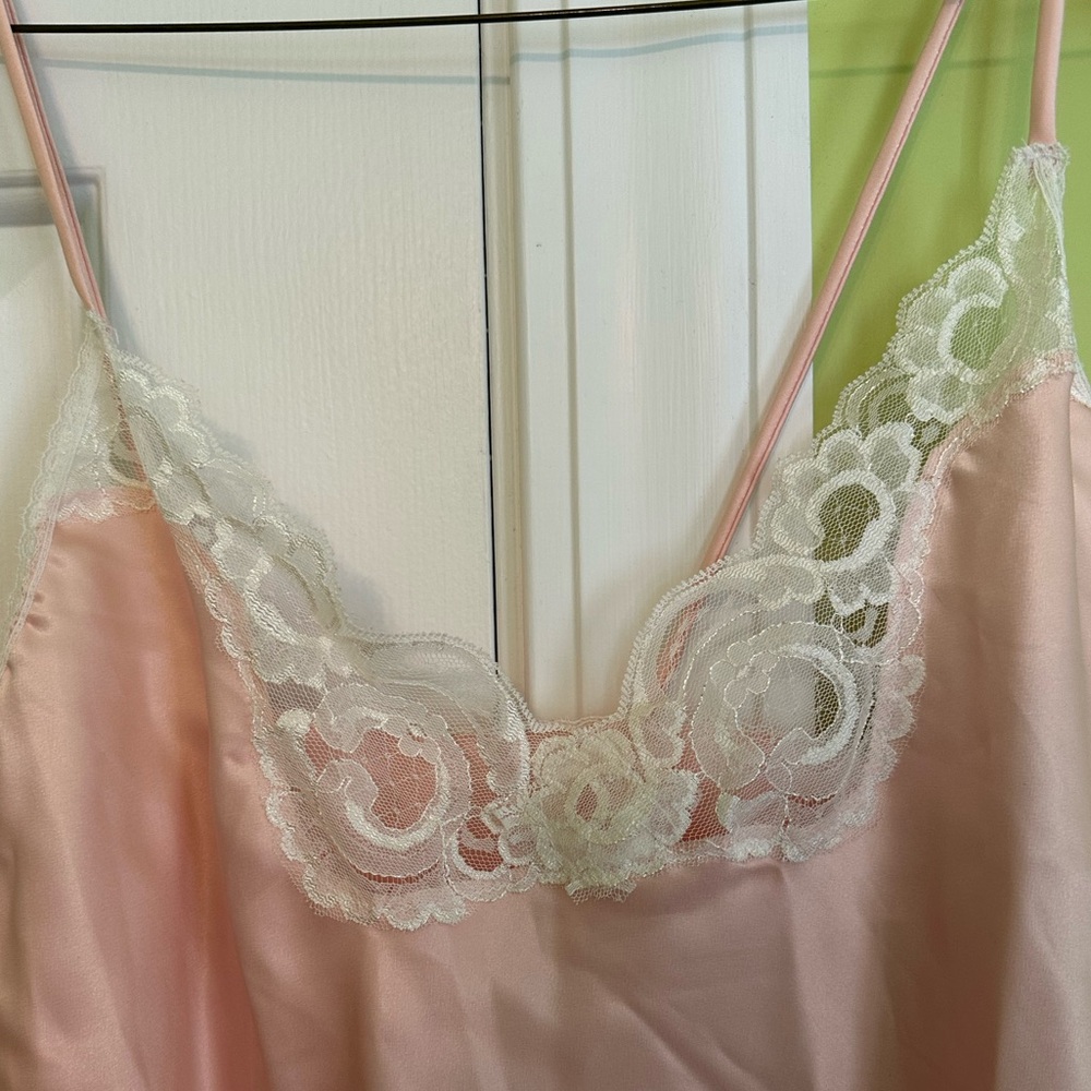 American Vintage 90s Pink Silk and Lace Slip Dress Size Small - Picture 3 of 7